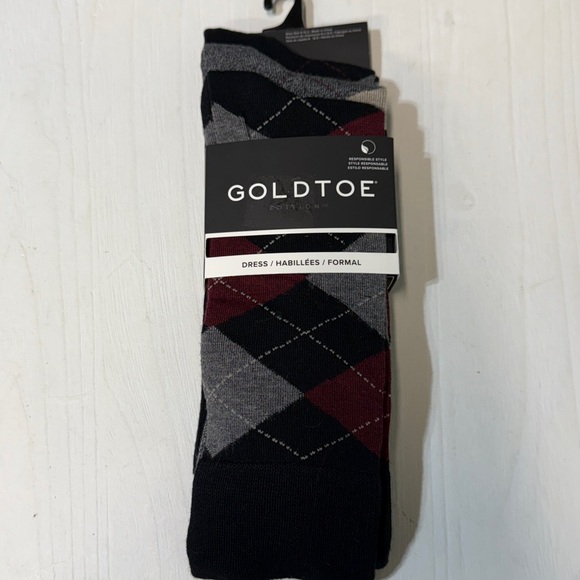 Gold Toe Classic Argyle Socks - Black, Gray, Brown and Red - Picture 1 of 7